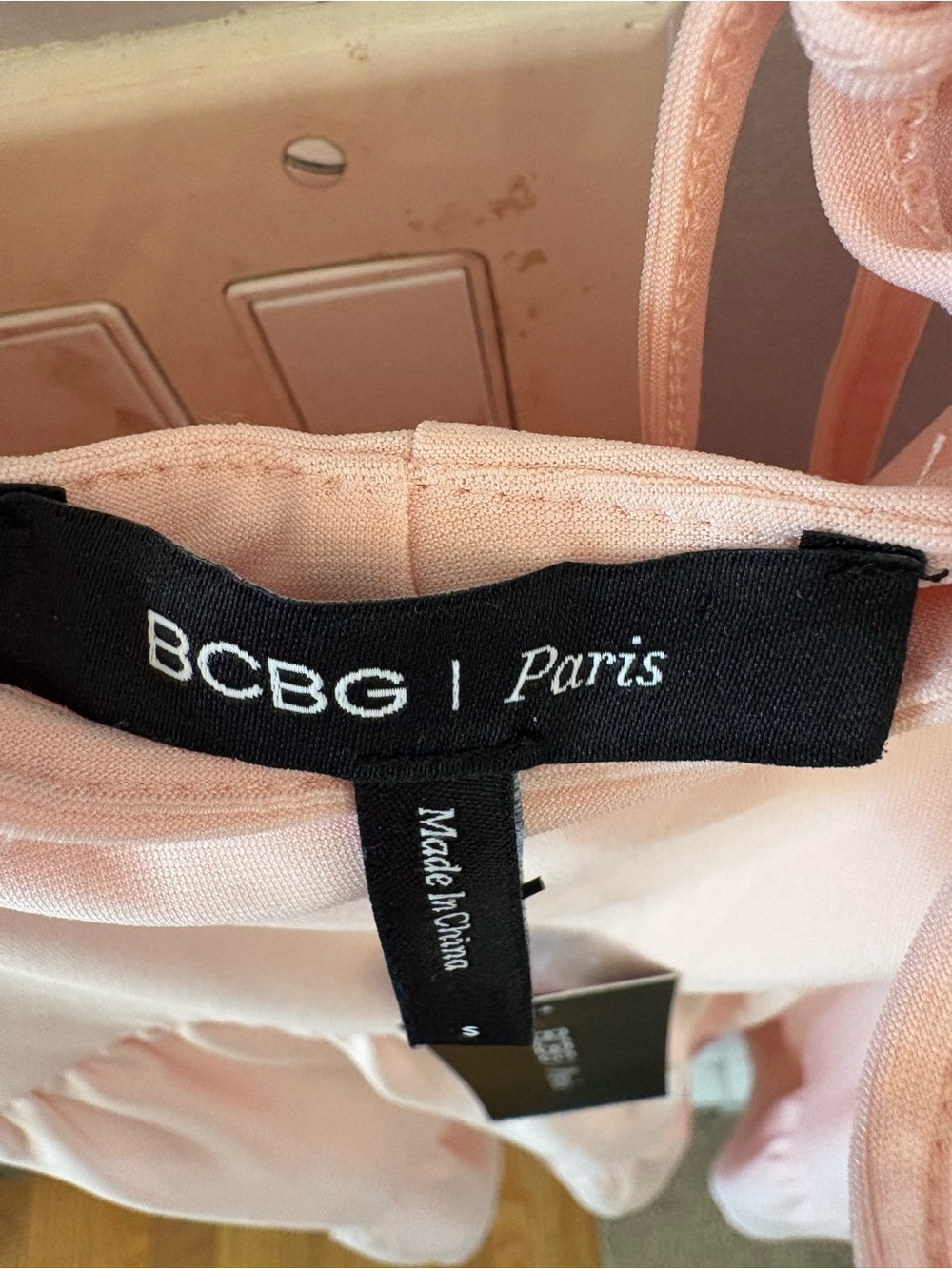 BCBG Paris Blush Pink Puff-Sleeve Tiered Dress - Picture 2 of 7